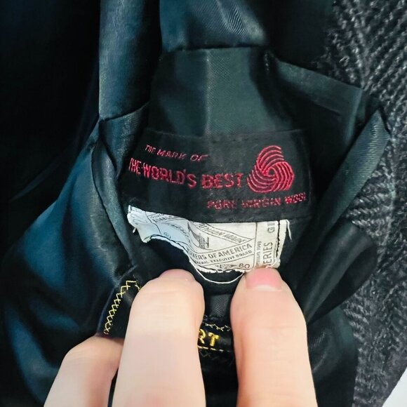 Vintage Hart Schaffner Marx Wallachs Wool Overcoat Herringbone Coat 38 R Medium - Picture 9 of 16